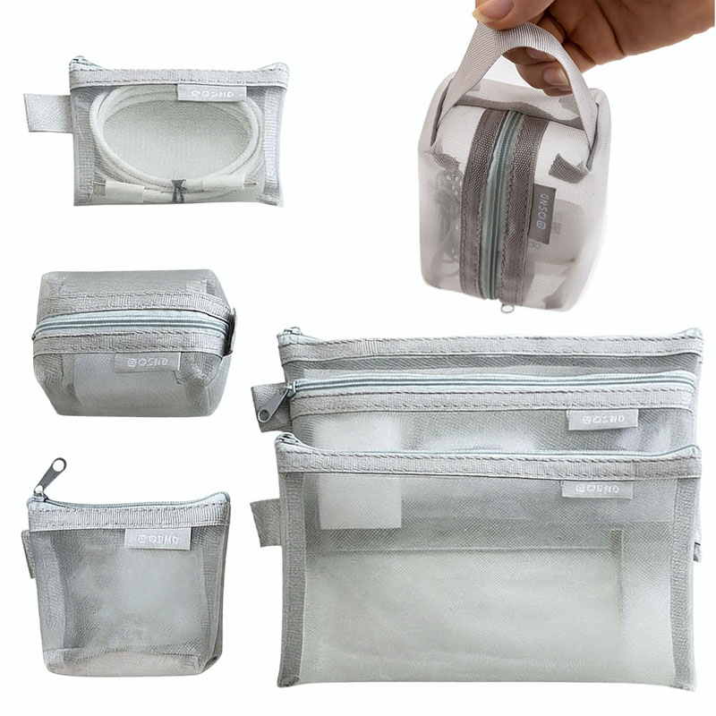 Tech Accessories Case - Gray Mesh Organizer Bags – for