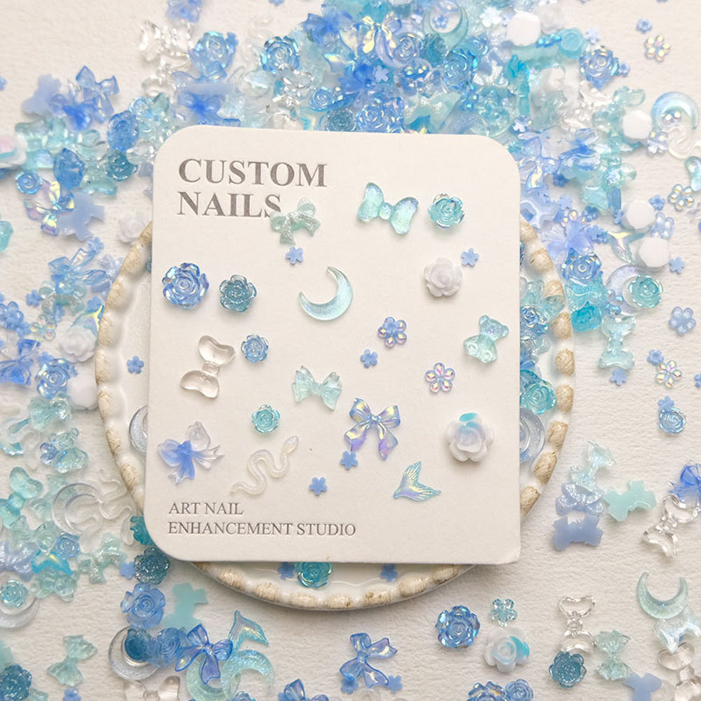50pcs Mixed Blue Nail Resin Ch - đánh giá và giá Y2K Tech Accessories